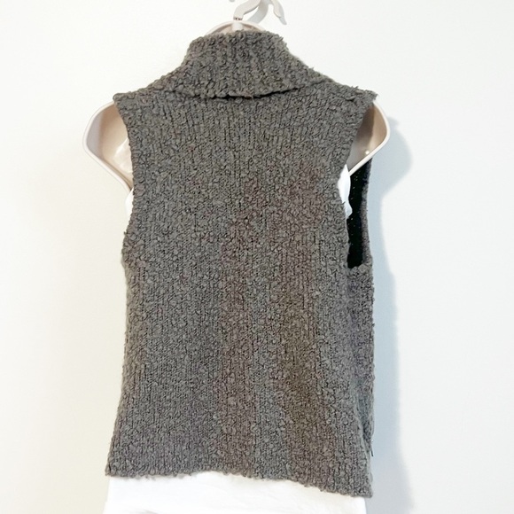 LOFT Soft Mohair Sweater Vest Gray Brown Small Pockets Open cowl neck Wool - Picture 2 of 7